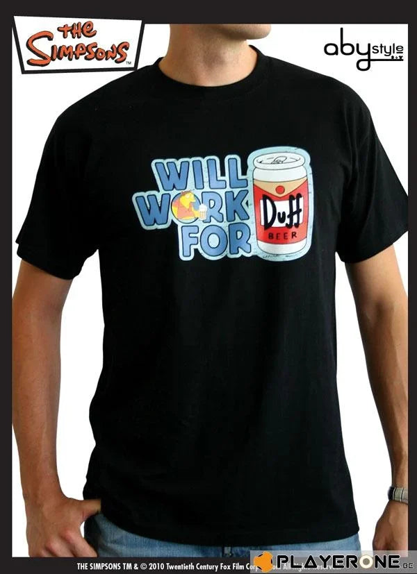 SIMPSONS - T-Shirt Homme Noir Duff Taille S