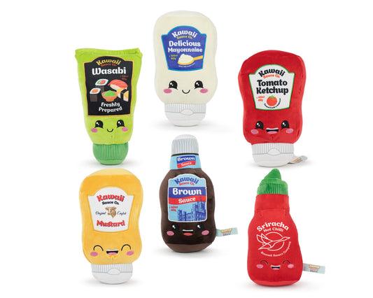 KAWAII - Sauces - Assortiment de 6 Peluches 6 Modèles - 27cm