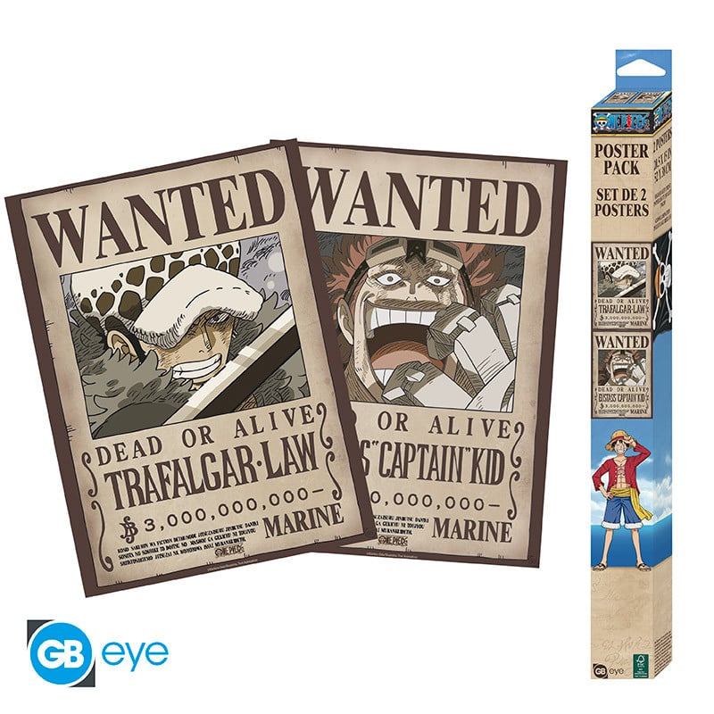 ONE PIECE - Wanted Law & Kid - Set de 2 posters '52x38'