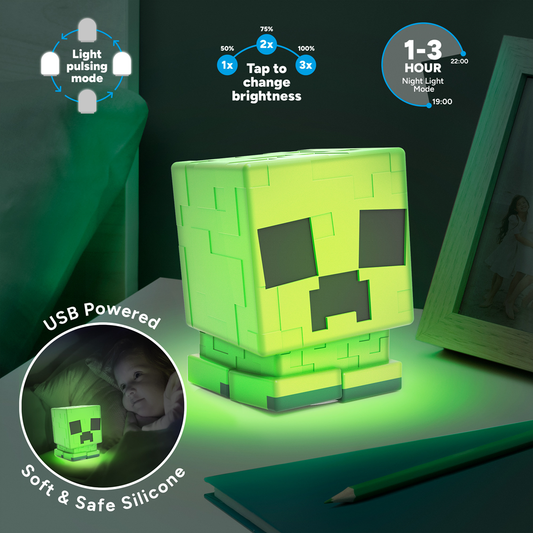 MINECRAFT - Creeper - Lampe en Silicone 'SquishyGlo'Rechargeable 15cm